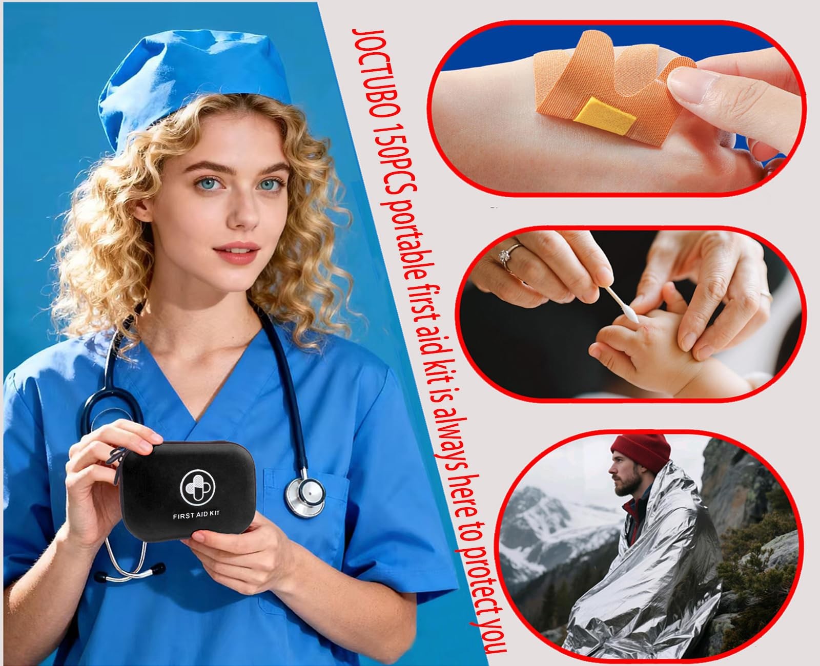 First Aid Kit 150 Piece Waterproof Hard Shell Emergency Medical Kit for Home,…