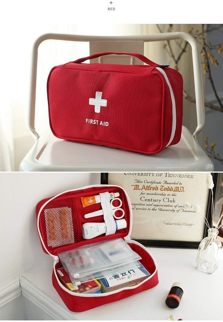 Durable Red First Aid Bags – Multi-Pocket Emergency Kits for Home and Outdoors