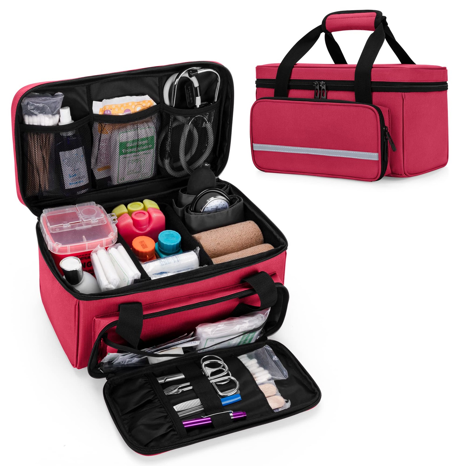 CURMIO Small First Aid Bag Empty, Family Kit Case, Small, Red