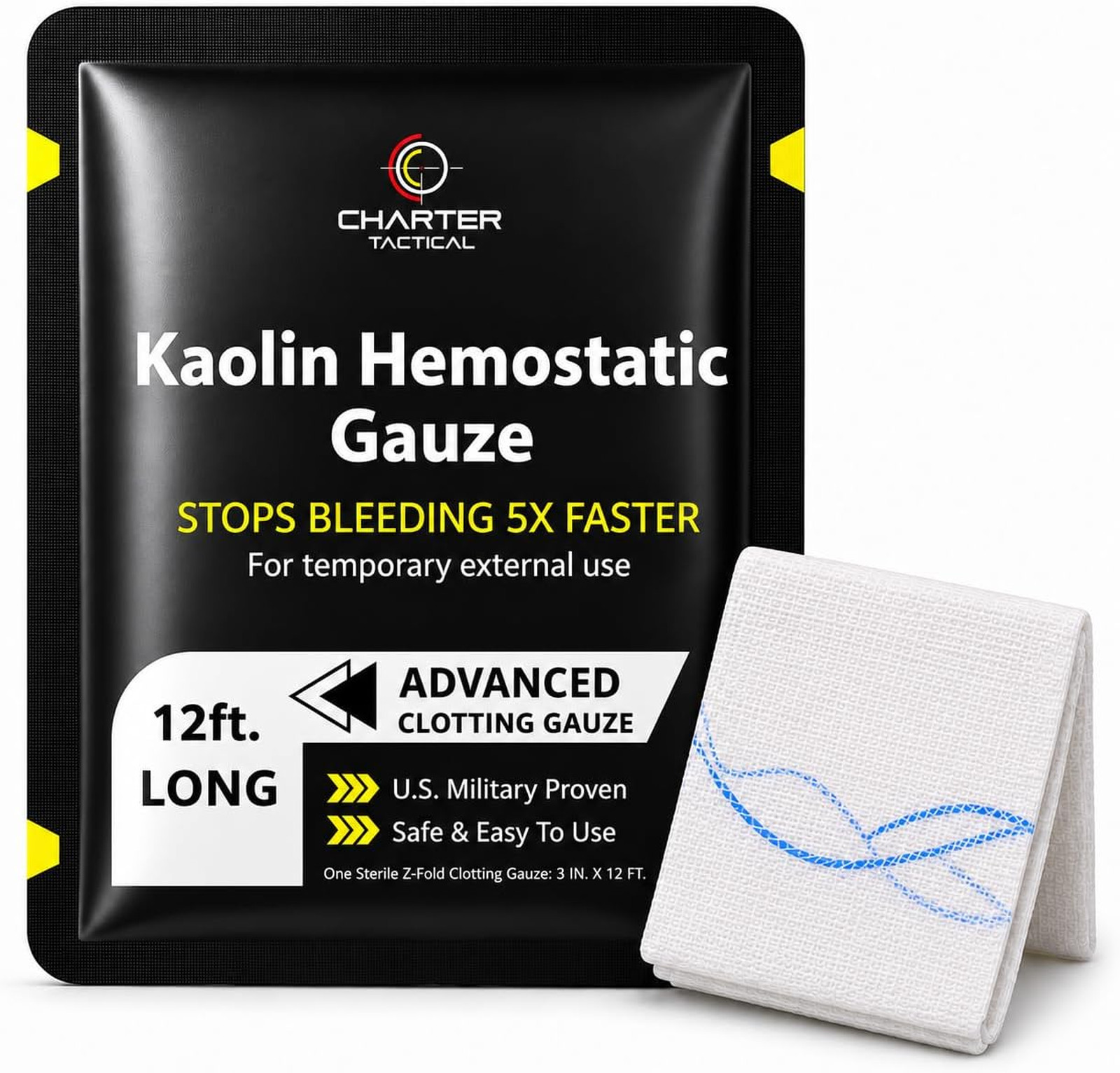 First Aid Gauze, Advanced Hemostatic Blood Clotting Gauze, Wound Packing Pack
