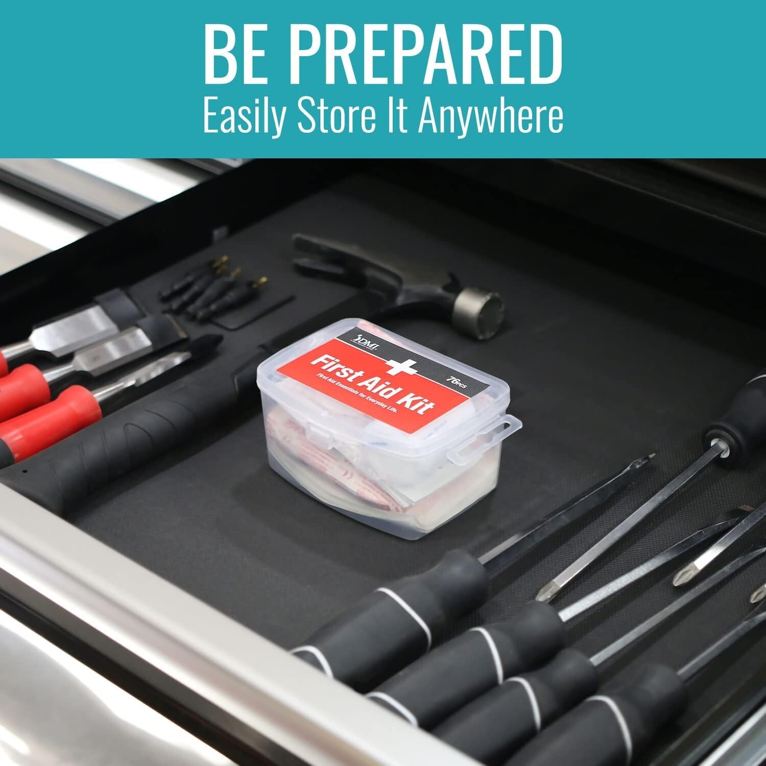 76-Pc First-Aid Kit, All-Purpose Use for Minor Cuts Scrapes Durable Water-Resist