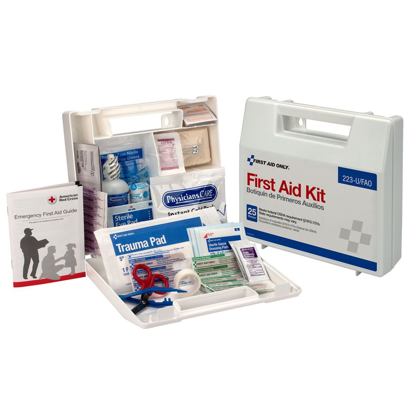 First Aid Only 25 Person Wall Mount First Aid Kit Plastic Case