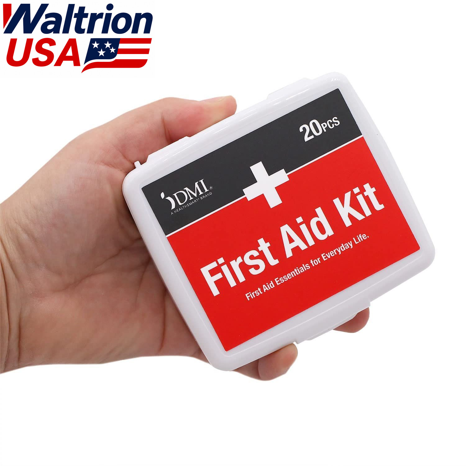 DMI Mini First Aid Kit 20 Piece Compact Water Resistant Case White