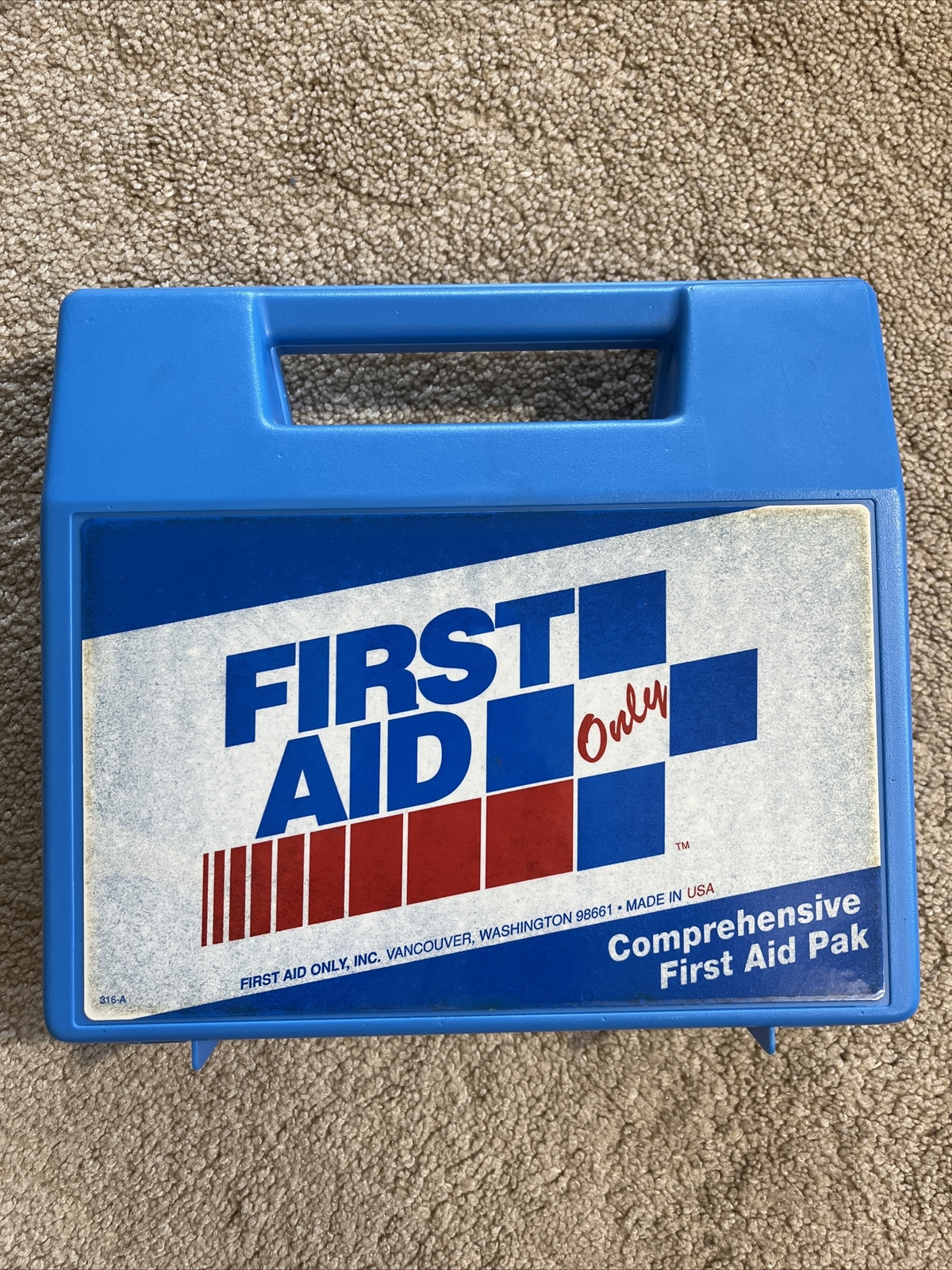 VINTAGE First Aid Only Inc 9” X 8” Comprehensive Pak Case BLUE * MADE IN THE USA