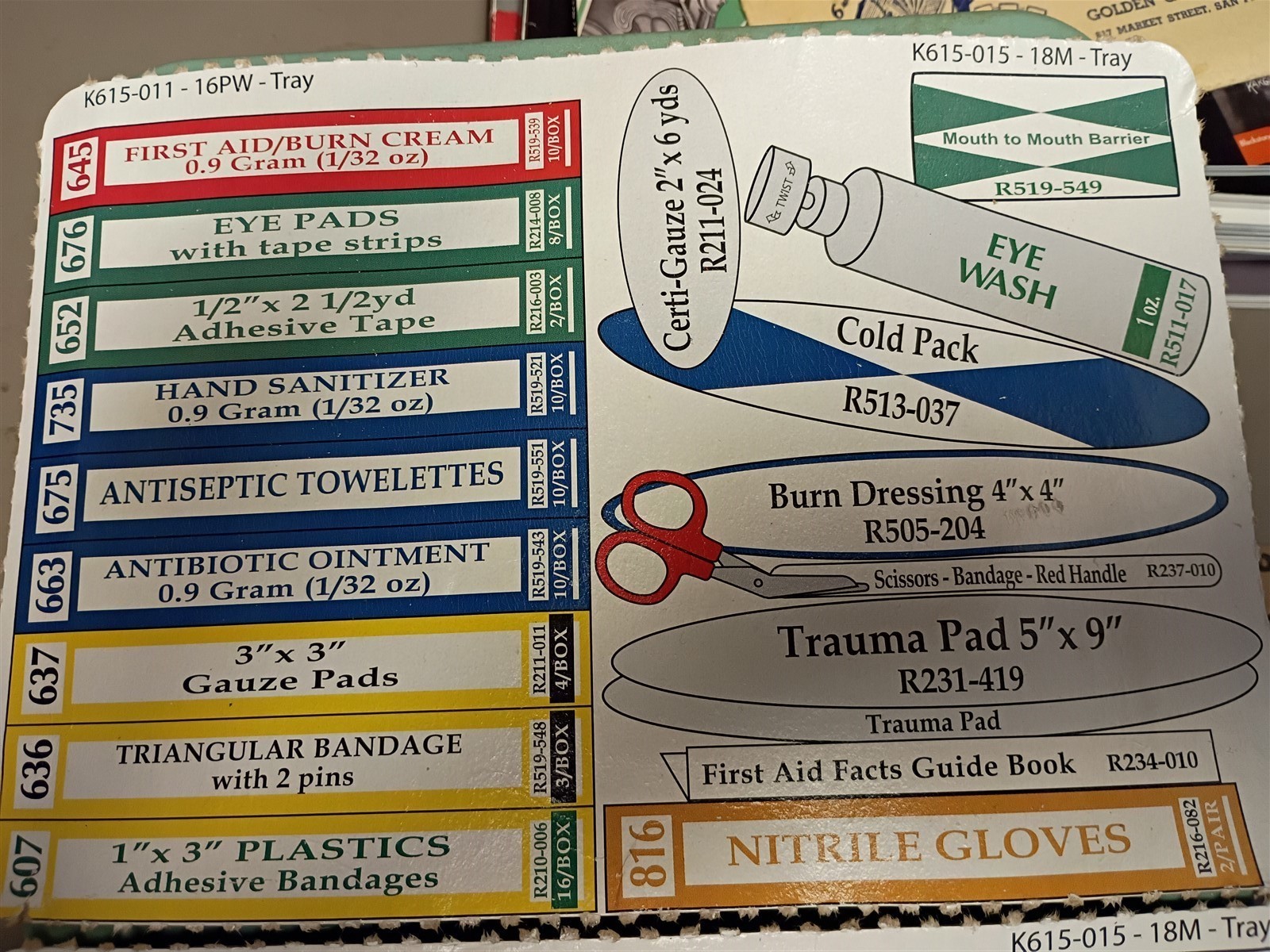 First Aid Supplies 16PW Class A First Aid Supplies 2 Tray Supplies