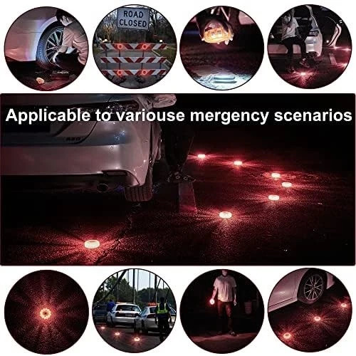 LED Road Flares 6 Pack Emergency Roadside Car Boat Kit Magnetic Base 9 FlashMods