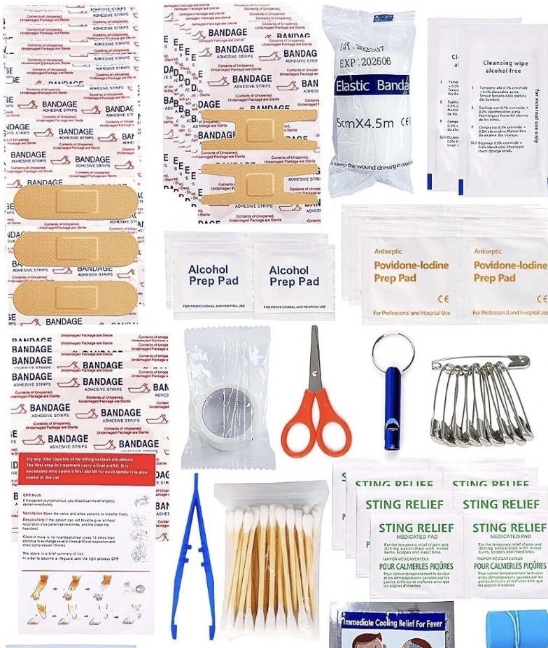 First Aid Kit Emergency Supplies Red Pouch Portable Medical Organizer 107 PCS