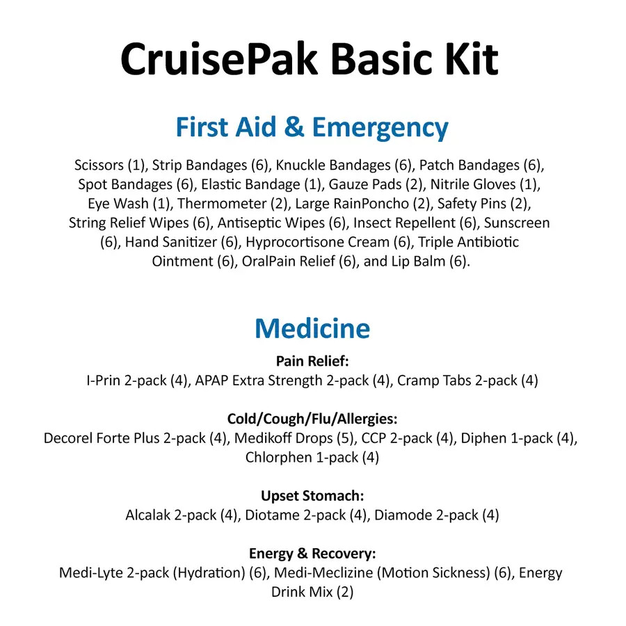 Cruise First Aid kit – Travel Medical Kit | Cruise Essentials | Basic| 150 Piece