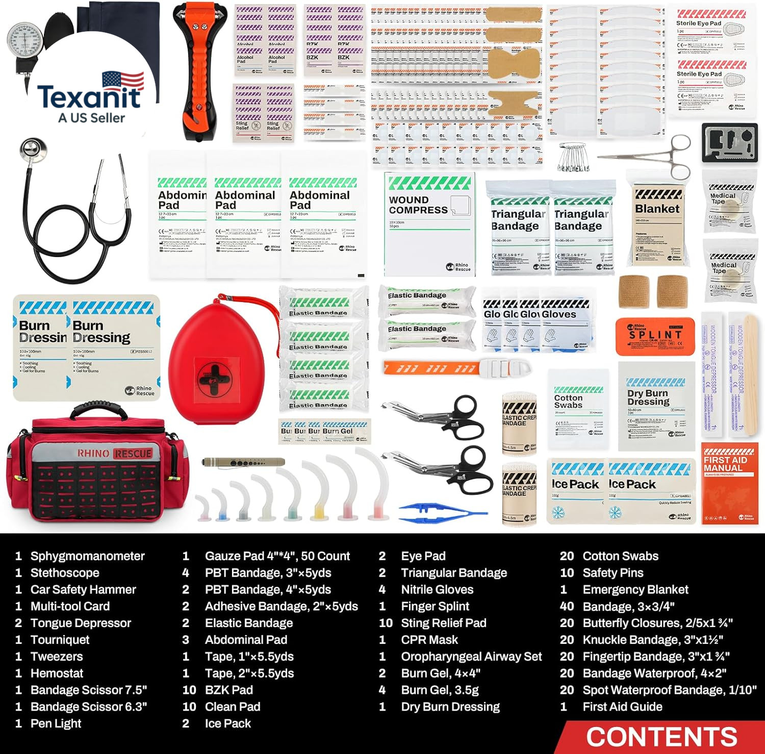 First Responder First Aid Kit Fully-Stocked EMT Bag, Professional EMT/EMS Trauma