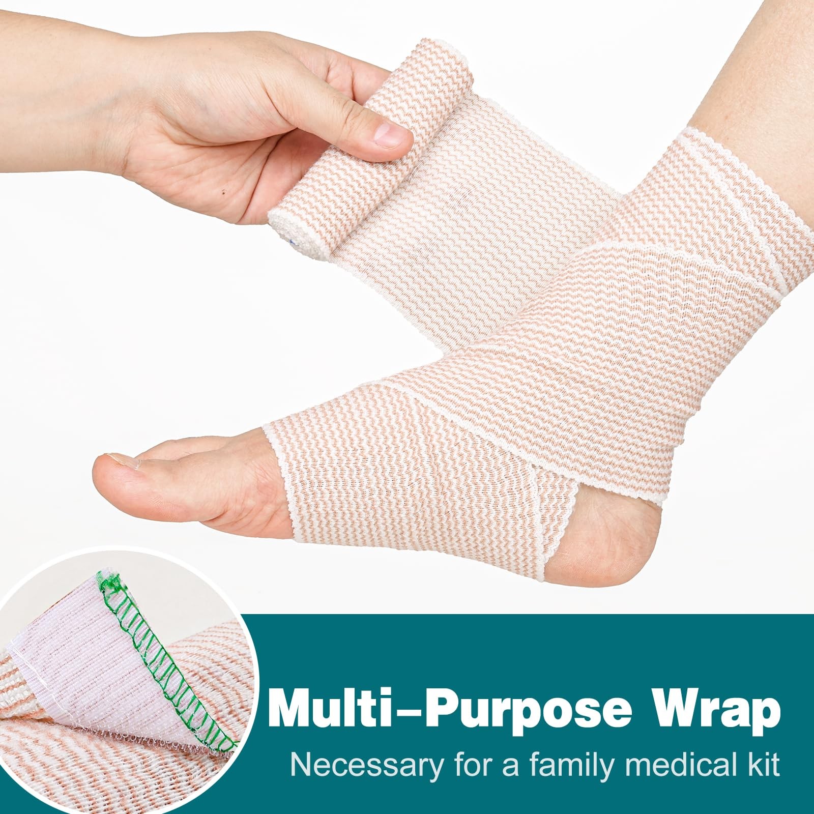 AZEN Premium 6 Pack Elastic Bandage Wrap 4 Inch, Compression 4 A-6p