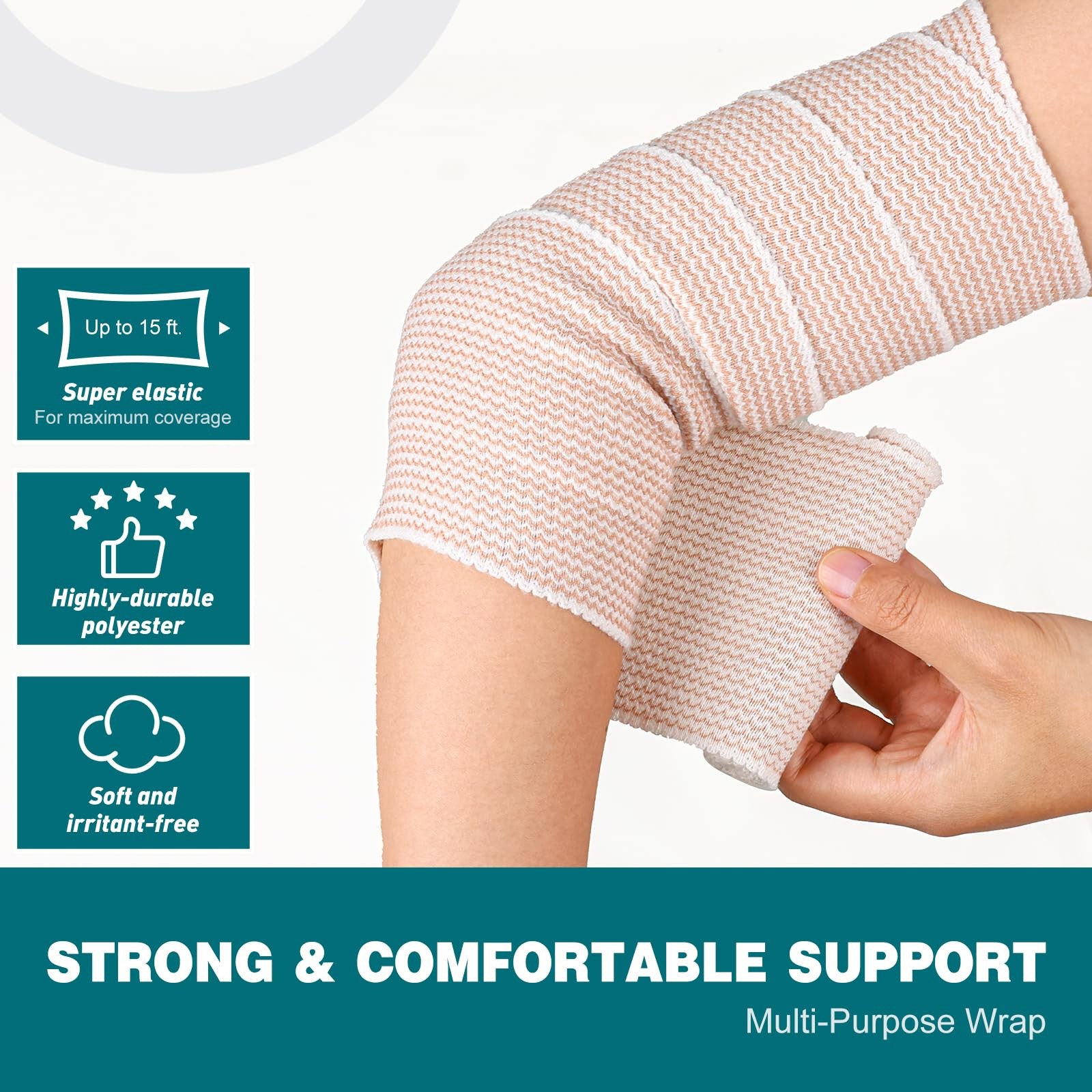 AZEN Premium 6 Pack Elastic Bandage Wrap 4 Inch, Compression 4 A-6p