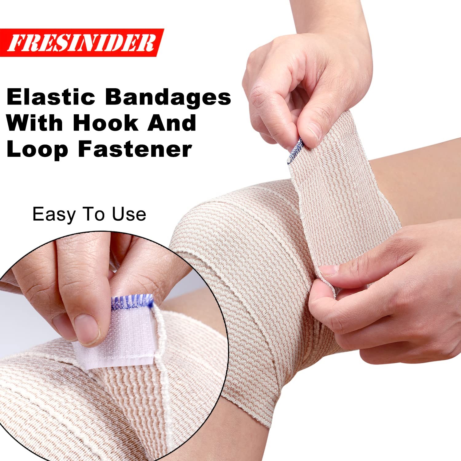 FRESINIDER Premium Elastic Bandage Wrap, 4 Pack 6" × 4.5 6 Inch, X 4