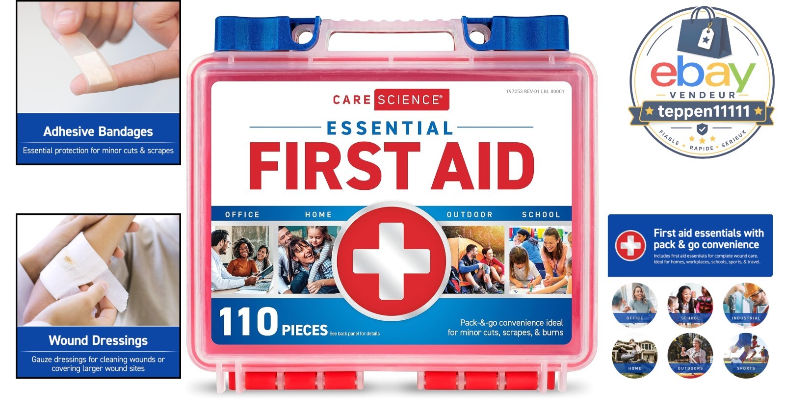 First Aid Kit 110 Pieces Emergency Survival Travel Work Home Car
