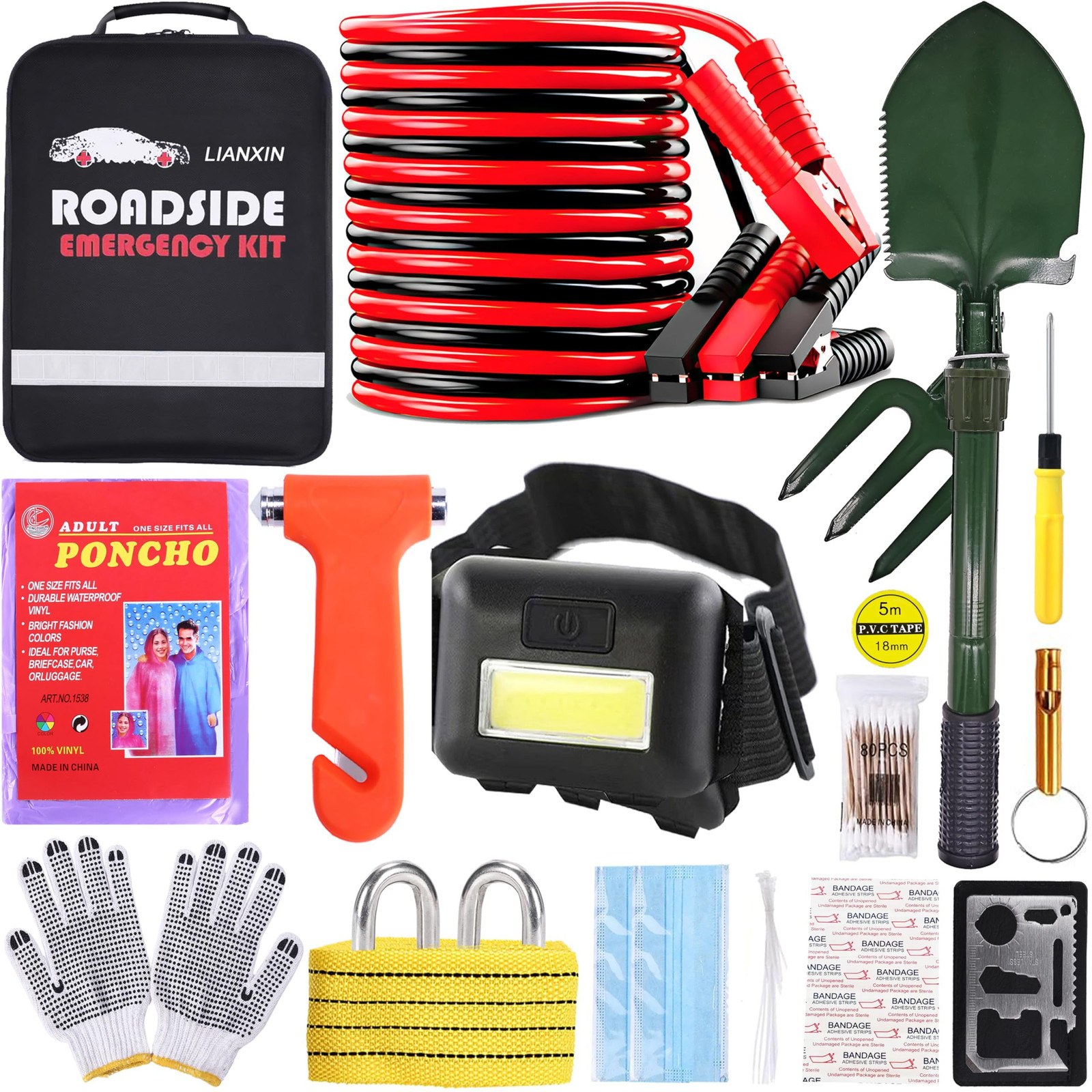 LIANXIN Emergency Car Kit – Premium Roadside Assistance for Cars Green