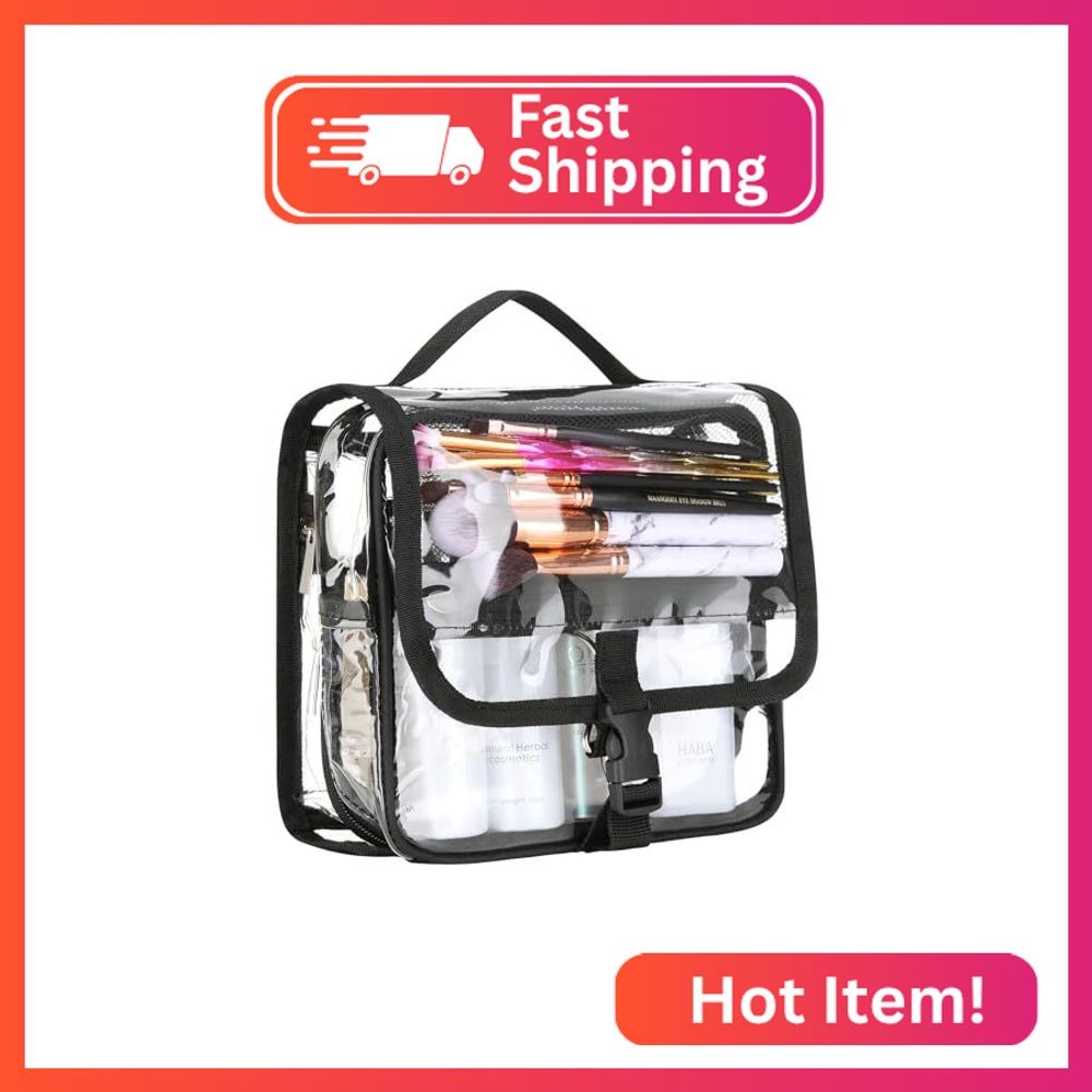 Clear Toiletry Bag with TSA Liquids Travel Bag, Hanging Travel Transparent Makeu