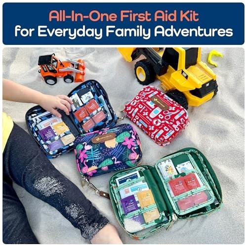 Travel First Aid Kit 130 Pieces Latex-Free Bandages Compact Purple Cute Bag