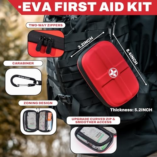 EVA First Aid Kit, Small Waterproof Emergency Hiking First Aid Kit for Red