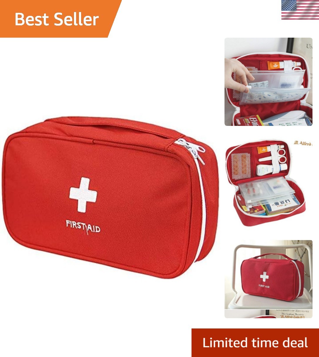 First Aid Bag – First Aid Kit Bag Empty for Home Outdoor Travel Camping Hikin…