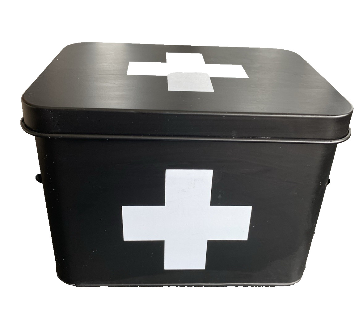 Metal First Aid Empty Box, Medicine Storage Organizer with Removable Tray Handle