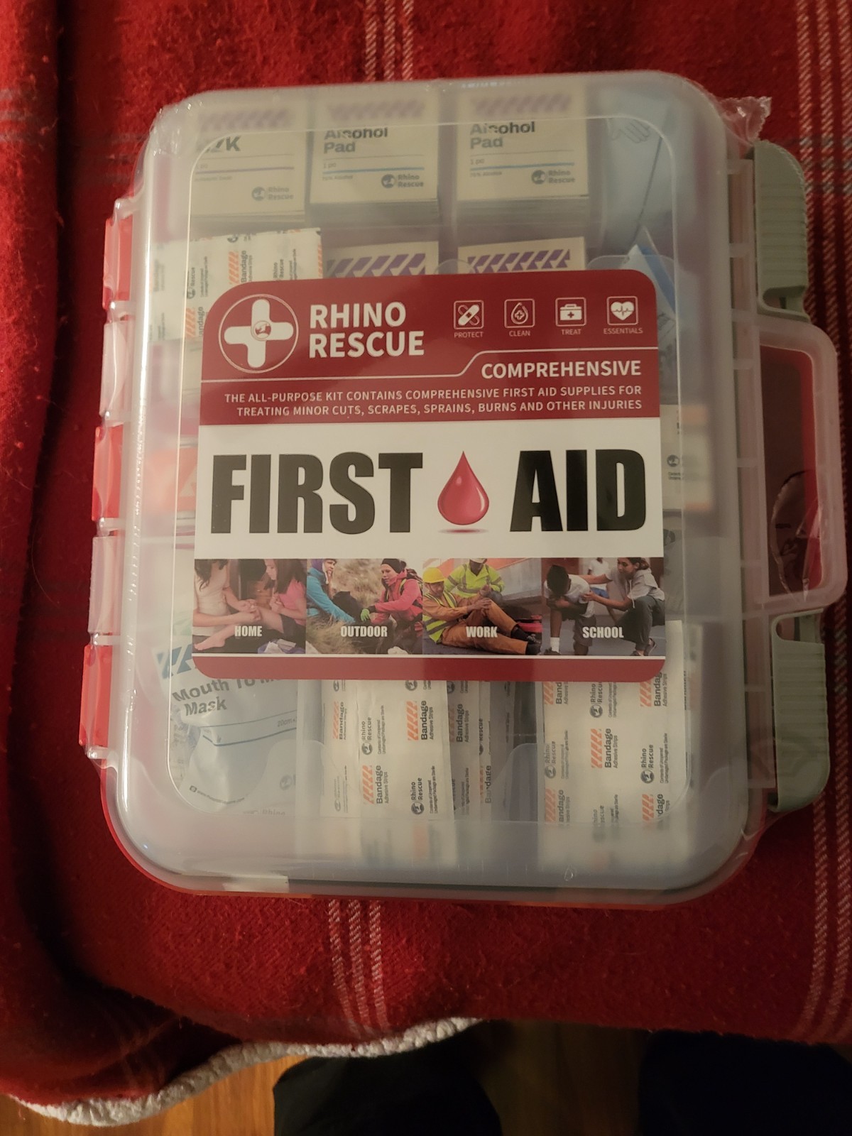 RHINO RESCUE First Aid Kit – 350 PCS, OSHA Approved for Home & Business