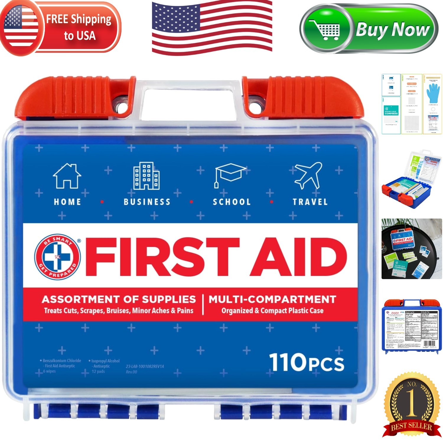 Portable 110-Piece First Aid Kit for Fast Emergency Response & Family Protection