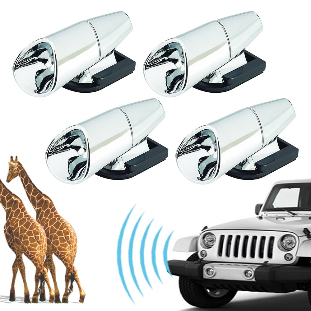 4pcs Deer Warning Whistles Device for Car, Silvery
