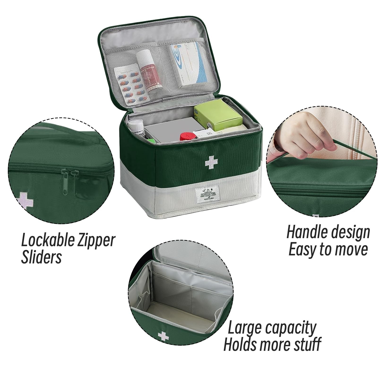 XPAPOV Travel Medicine Bag 27 x 20 x 19 cm / 10.63 x 7.87 x 7.48 in, Green