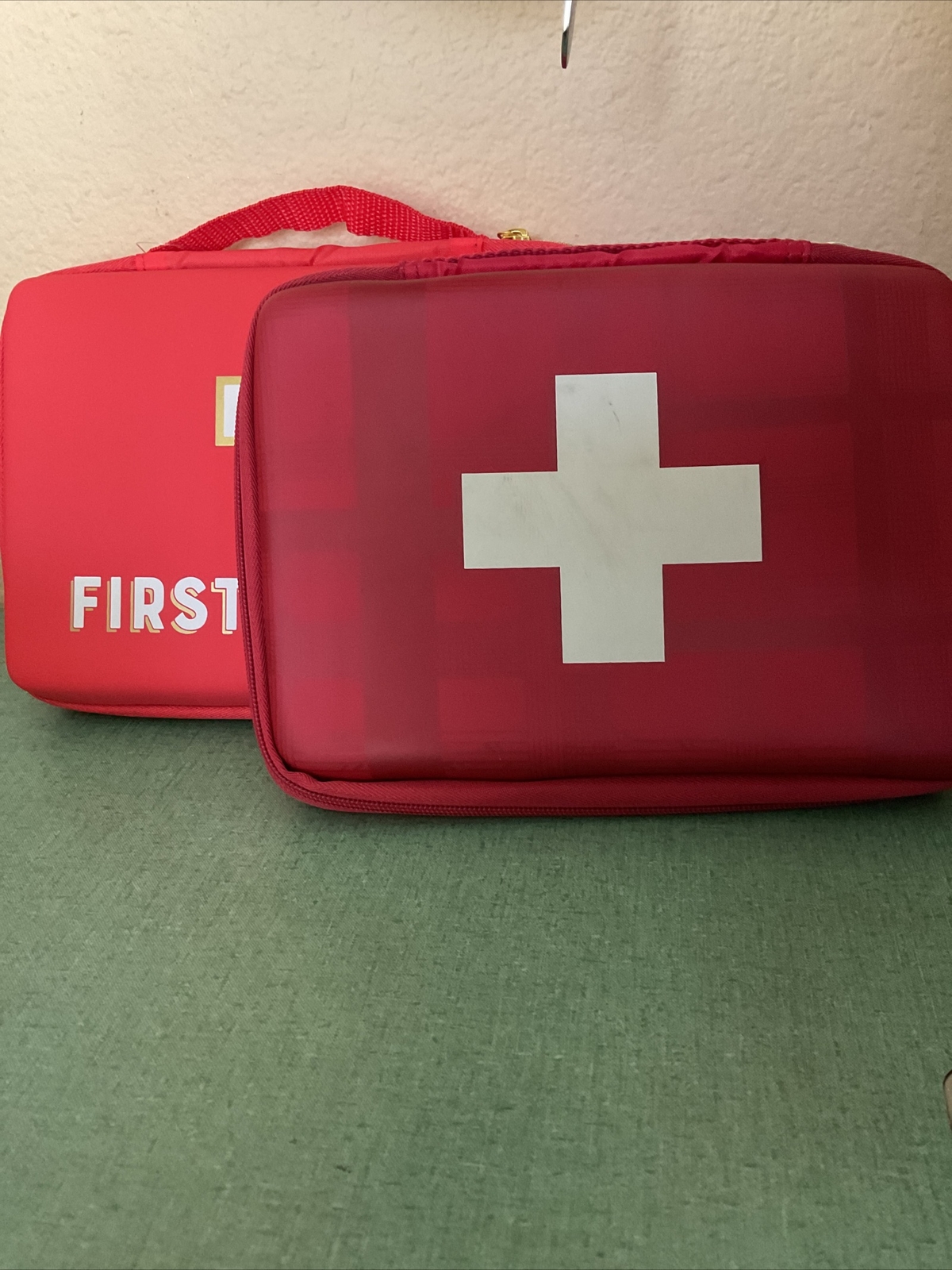 2x Johnson & Johnson Band-Aid First-Aid Kit Red Zip Bag Empty