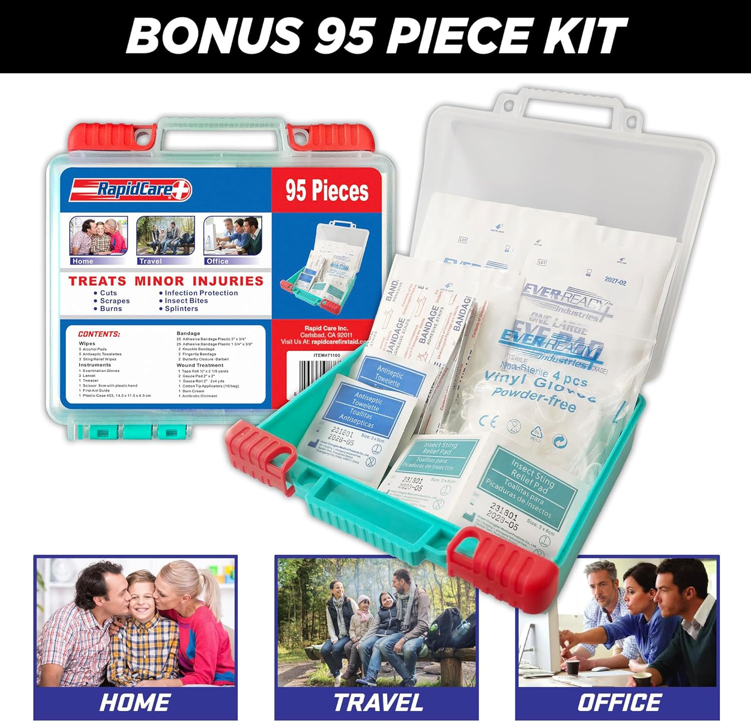First Aid Kit – 300+ Piece Emergency Medical Kit with Bonus 95-Piece Travel Pack