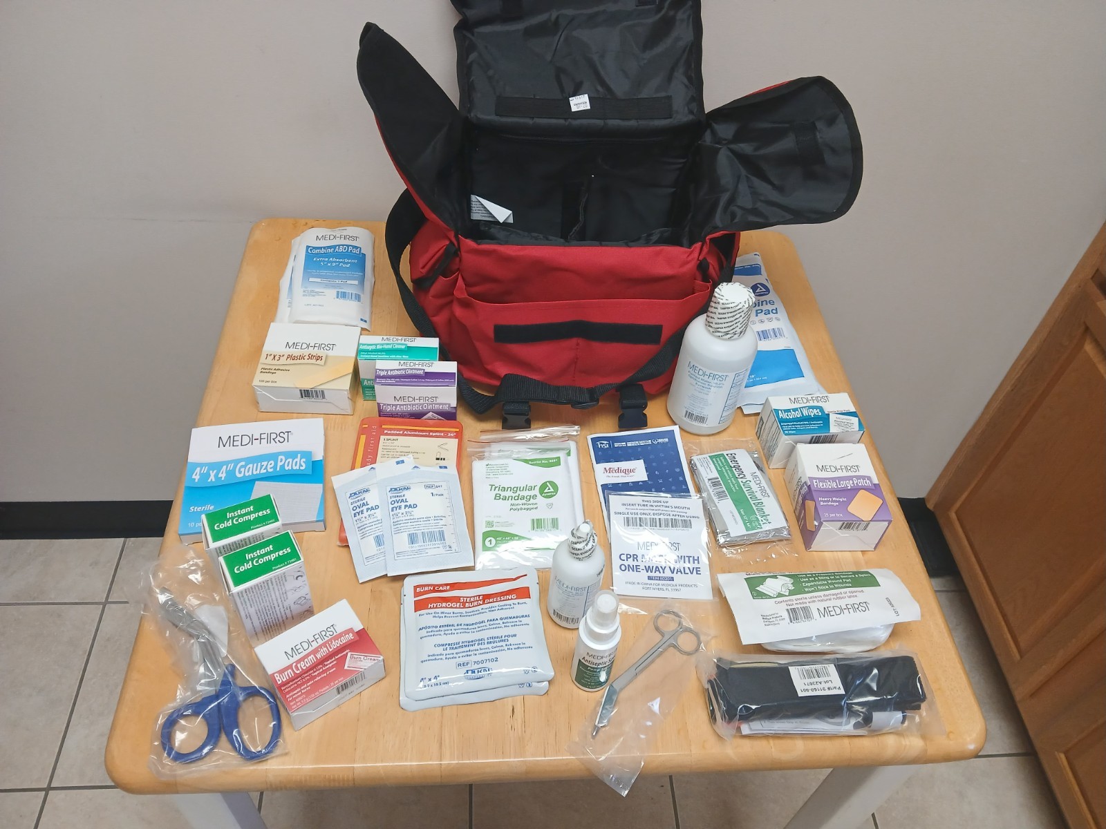Large 12 x 12" Standard Trauma First Aid Kit & Carrying bag with Shoulder Strap