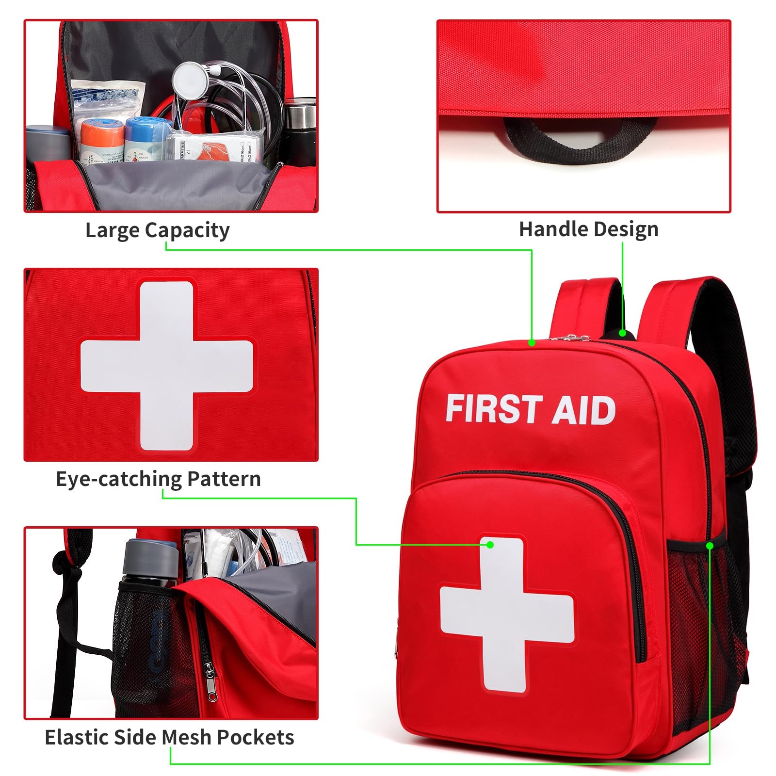 First Aid Backpack Emergency Medical Empty Waterproof Survival First Responde…