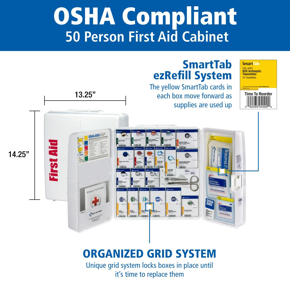 Smartcompliance 50-Person OSHA Compliant First Aid Kit for Business and Office S