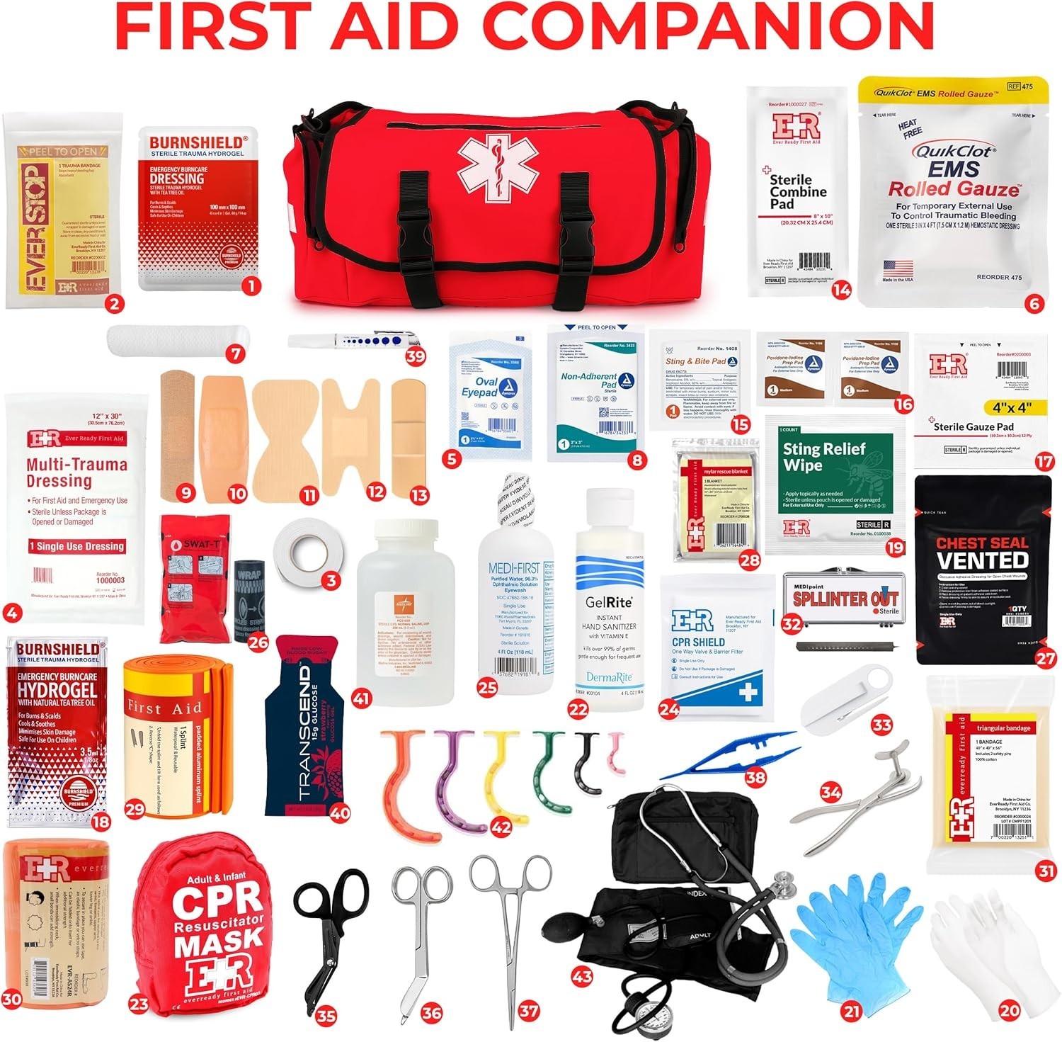 Fully Stocked EMT Trauma Bag – Tactical First Responder Medical Kit with Tourniq