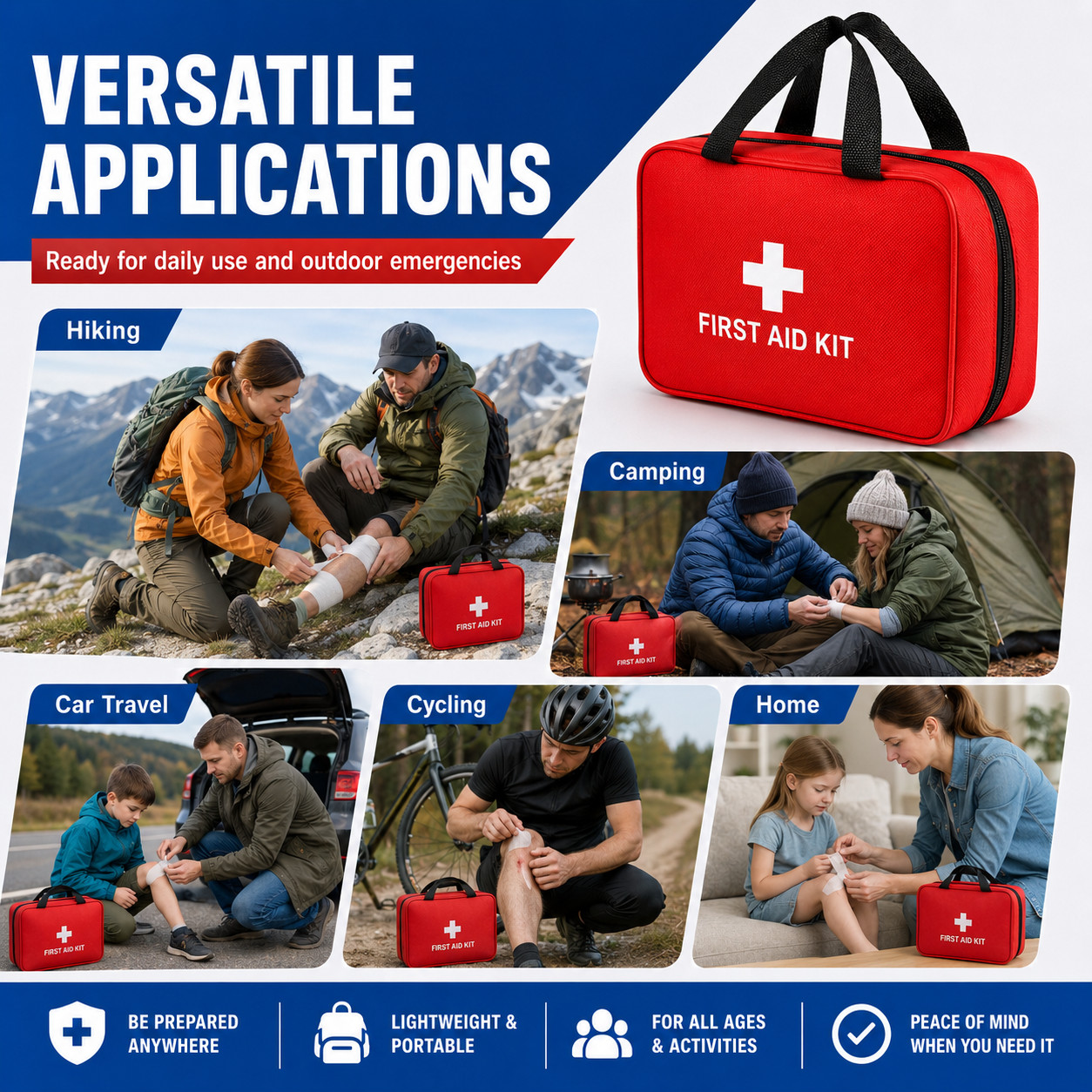 First Aid Kit Home Office Car Camping Hiking – 160 Piece