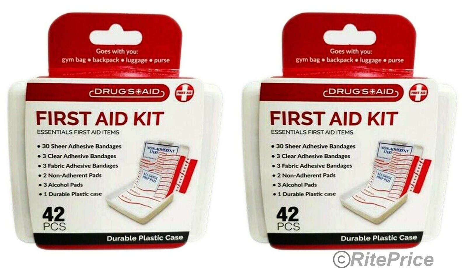 84 PC Essential First Aid Kit Emergency Bag Home Car Office Travel Size (2 Pack)