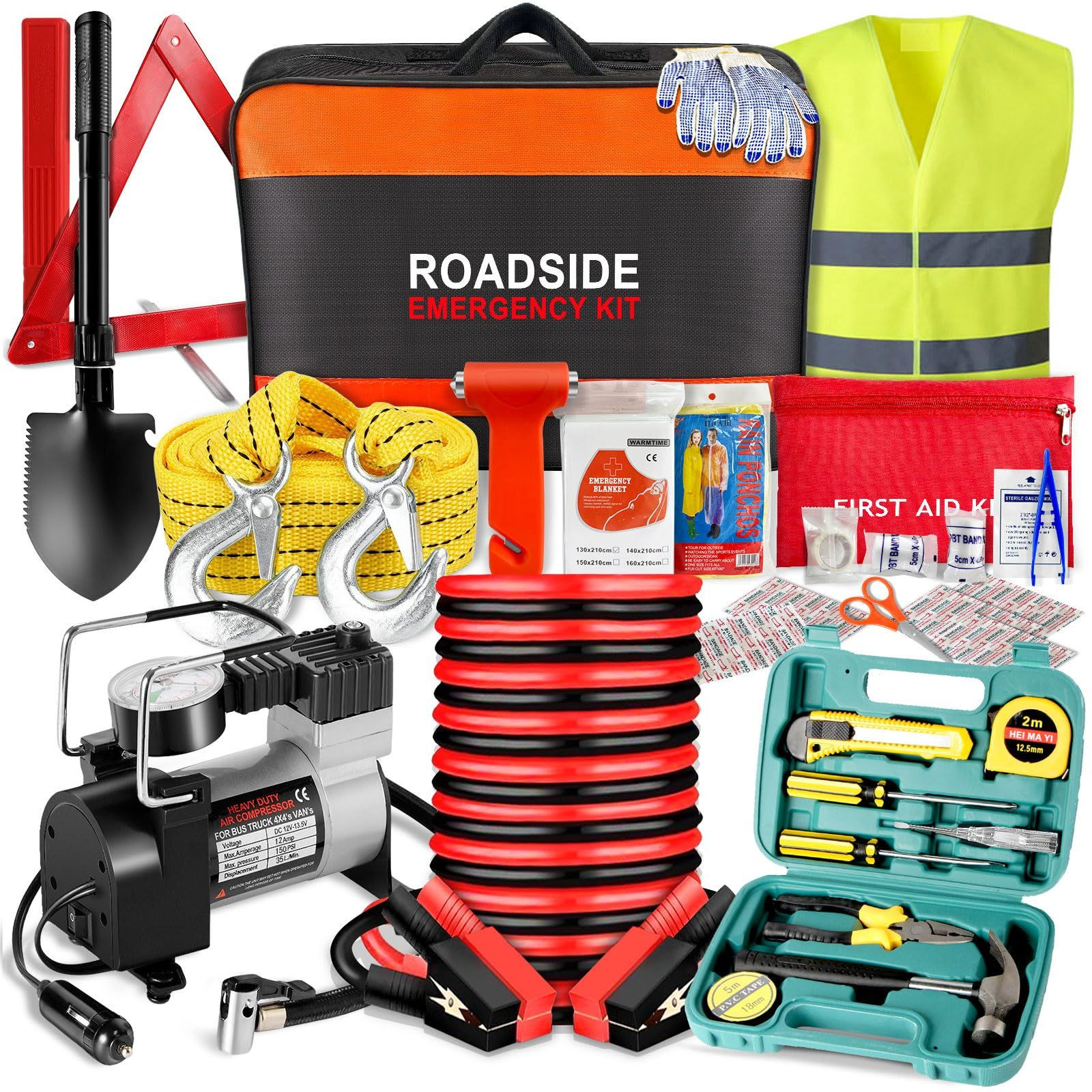 Car Emergency Kit with Air Compressor,Roadside for…