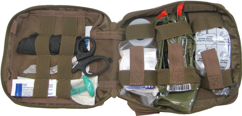 ELITE FIRST AID Enhanced IFAK Kit LvL-1 STOCKED Tactical Trauma Medic Set TAN