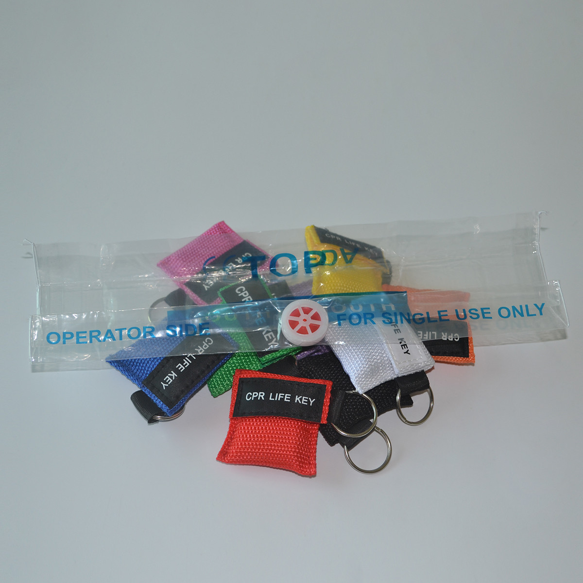 9 colors CRP Face Shield Nylon Keychain Pouch Printed cpr Bag Valve shield