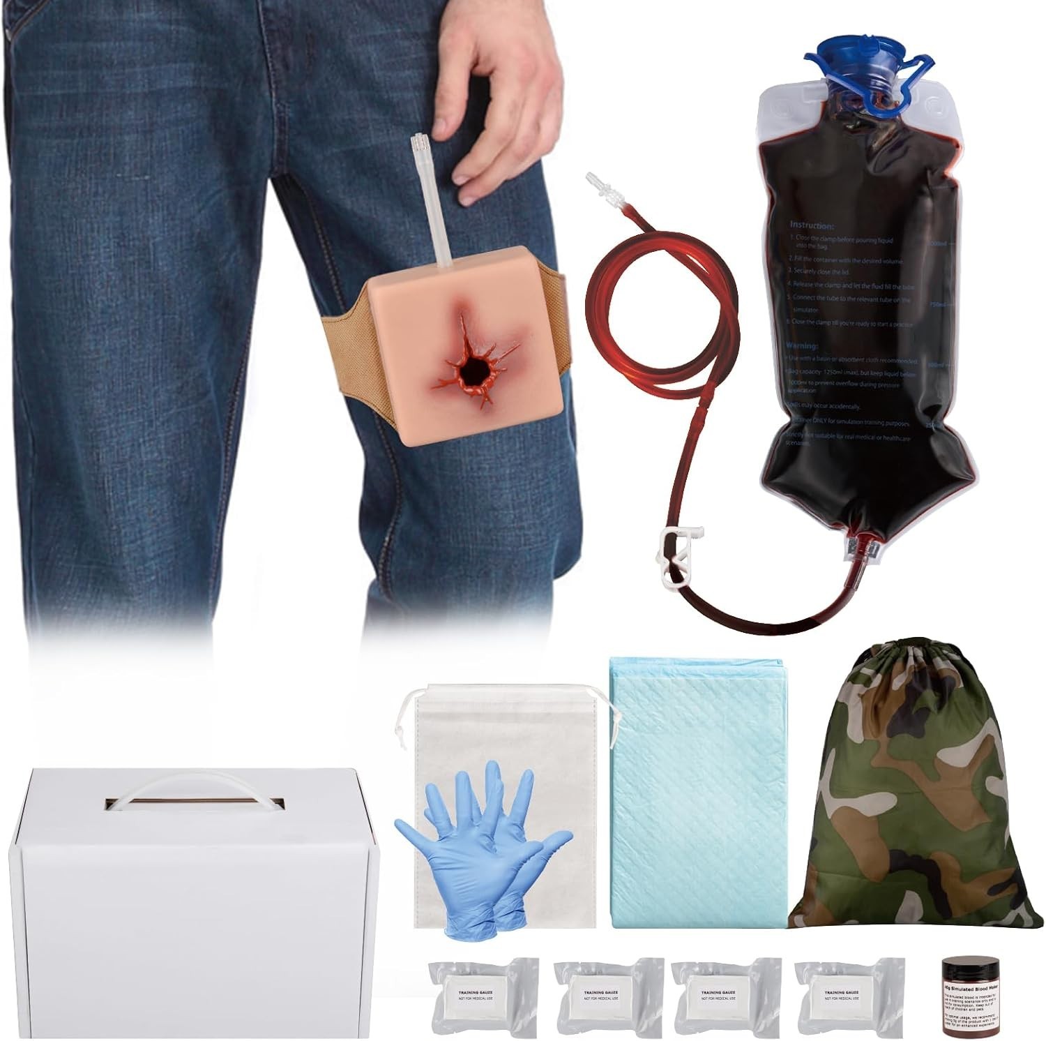 Wearable Wound Packing Task Training Kit, Bleeding Control Trainer for Military