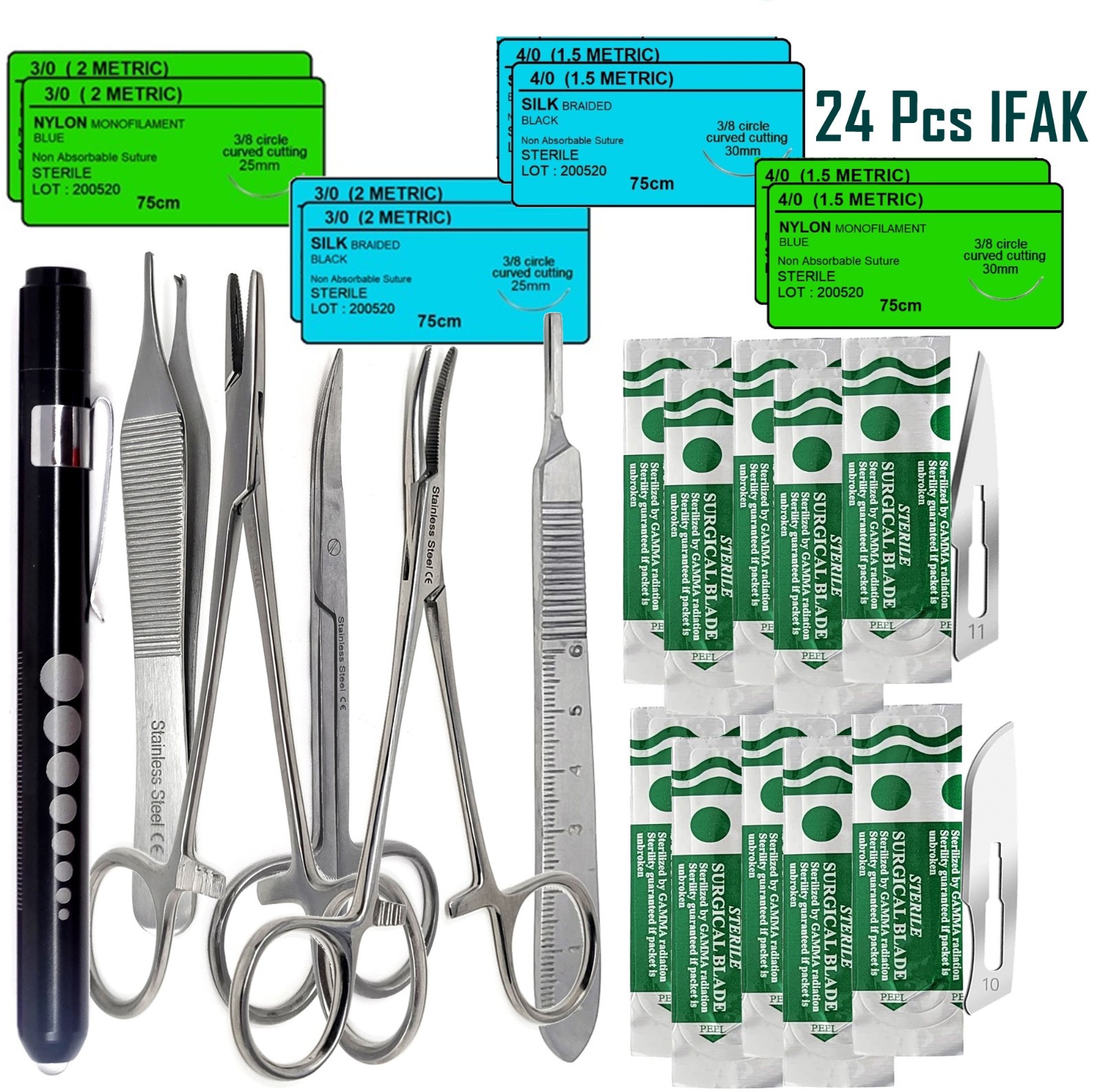 Protect Life First Aid Training Kit 24 Pc for Car-Home-Travel-Office or Sports