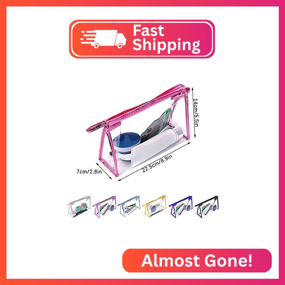 SITAKE 12 Pcs Portable Transparent Cosmetic Bags, Clear Waterproof Makeup Bags w