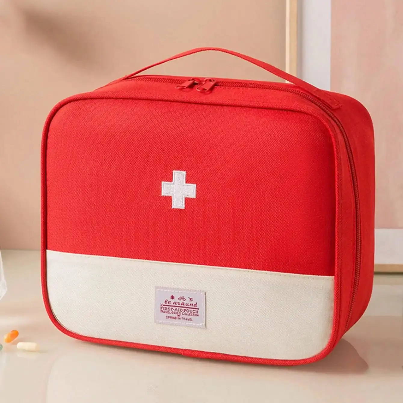Portable Medical First Aid Kit Bag Large Capacity Home Travel Storage Bag 1pc
