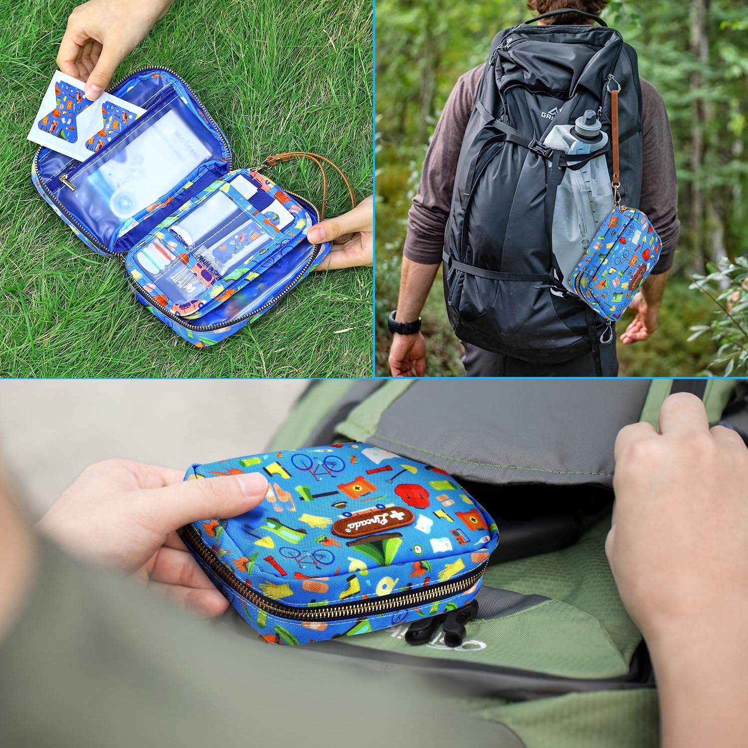 Portable Travel First Aid Kit for Kids and Adults, 143 Pieces Multicolored