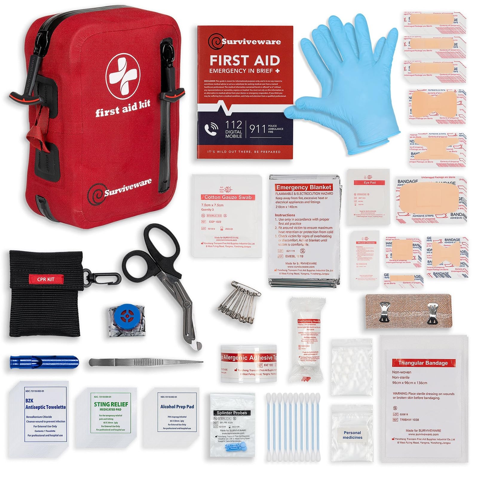 98-Piece Waterproof Premium First Aid & Survival Kit – Comprehensive Emergency