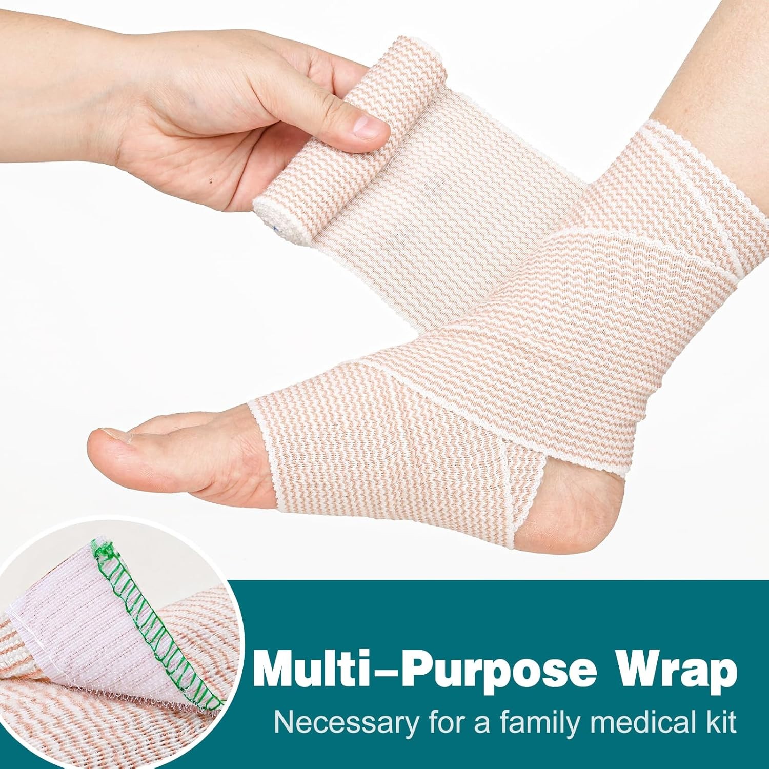 AZEN 6 Pack Elastic Bandage Wrap 4 Inch Compression Wrap Latex Free (A-6p)