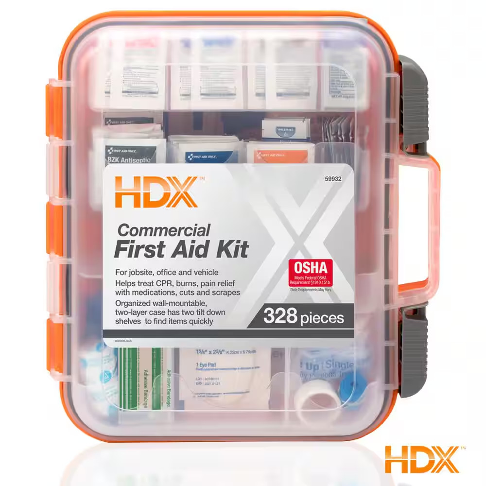 328-Piece Commercial Clear Front Plastic OSHA First Aid Kit