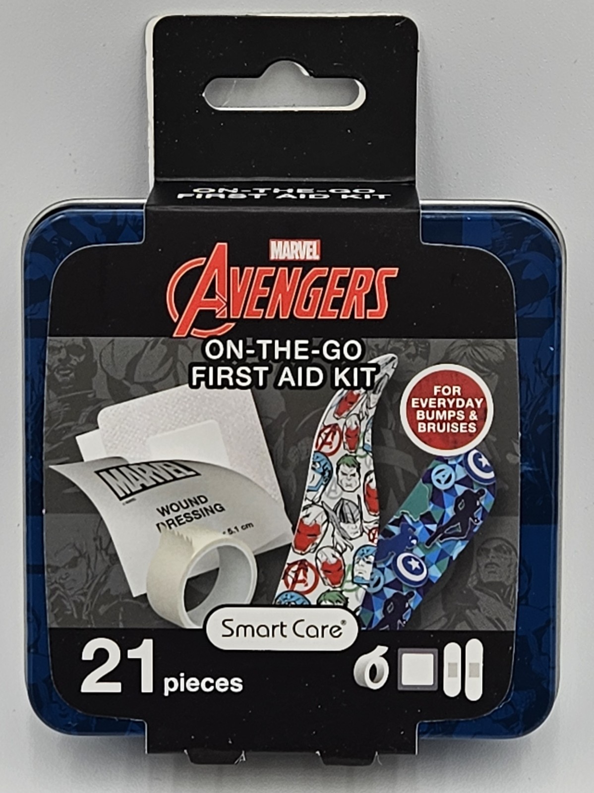Disney Marvel Avengers On The Go 21pc First Aid Kit Tin Case Bandages Tape New