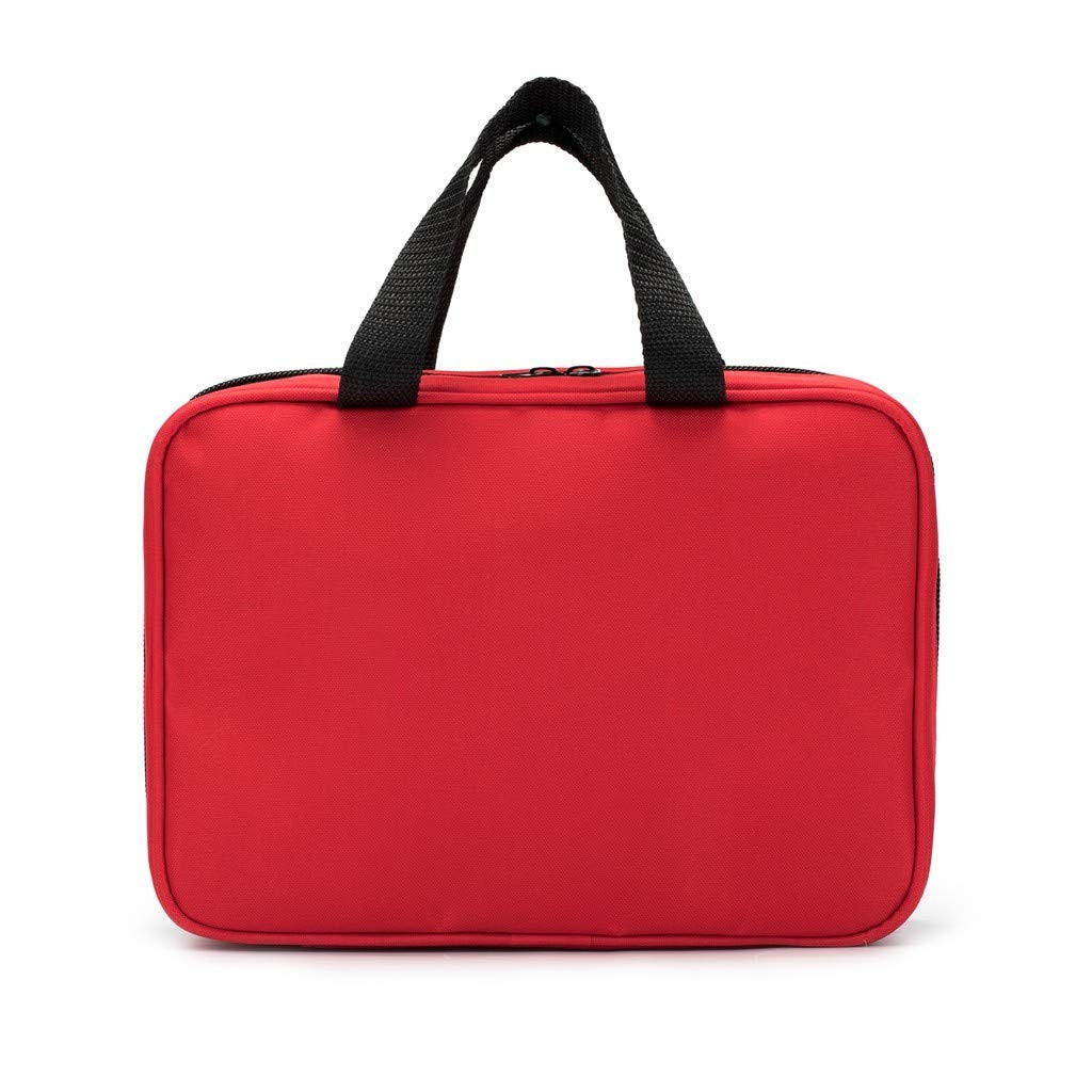 Jipemtra Red First Aid Bag Empty Travel 1 Count (Pack of 1), with Folders