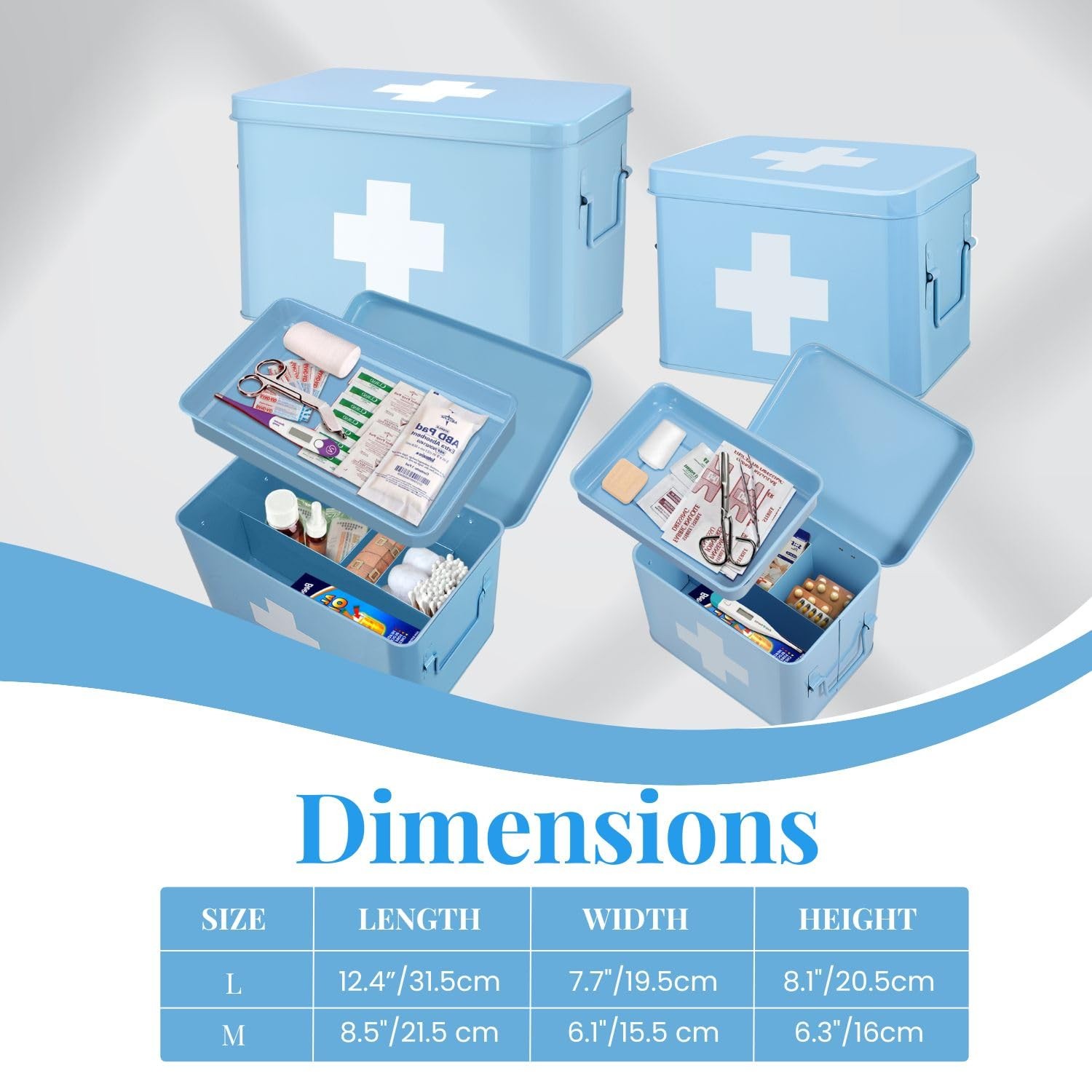 Flexzion First Aid Organizer, 8.5 Inch Blue without Latch Lock,