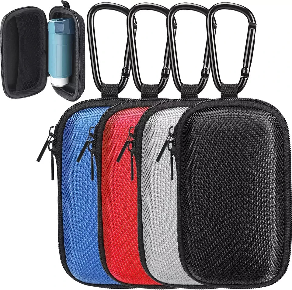 4 Pcs Asthma Inhaler Travel Case Hearing Aid Case Earbud Case Portable Zipper